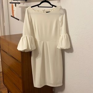Off white puff sleeve dress
